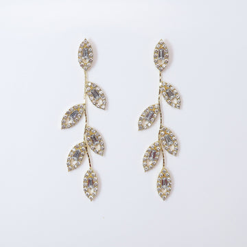 Swarovski Crystal Vine Leaves Earrings, Long Bridal Jewelry, Bridal Earrings And Necklace, Statement Earrings Cz .